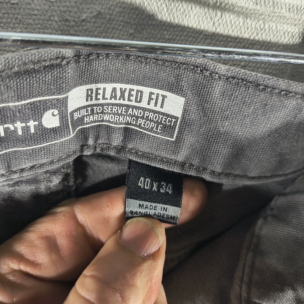 Carhartt Men's Size 40" X 34" Gray Relaxed Fit Moleskin Distressed Work Pants - Picture 8 of 10